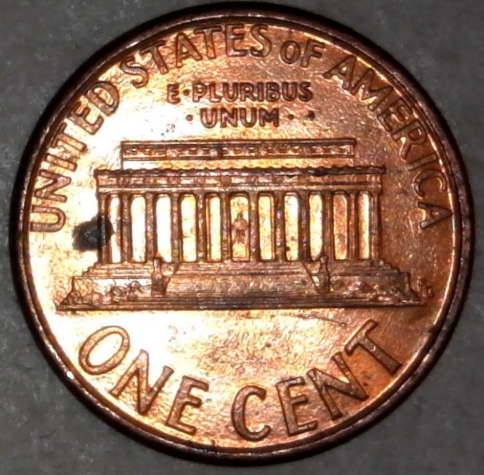1994-P-Lincoln-Memorial-Cent-With-Broken-Post-Die-Chip-In-